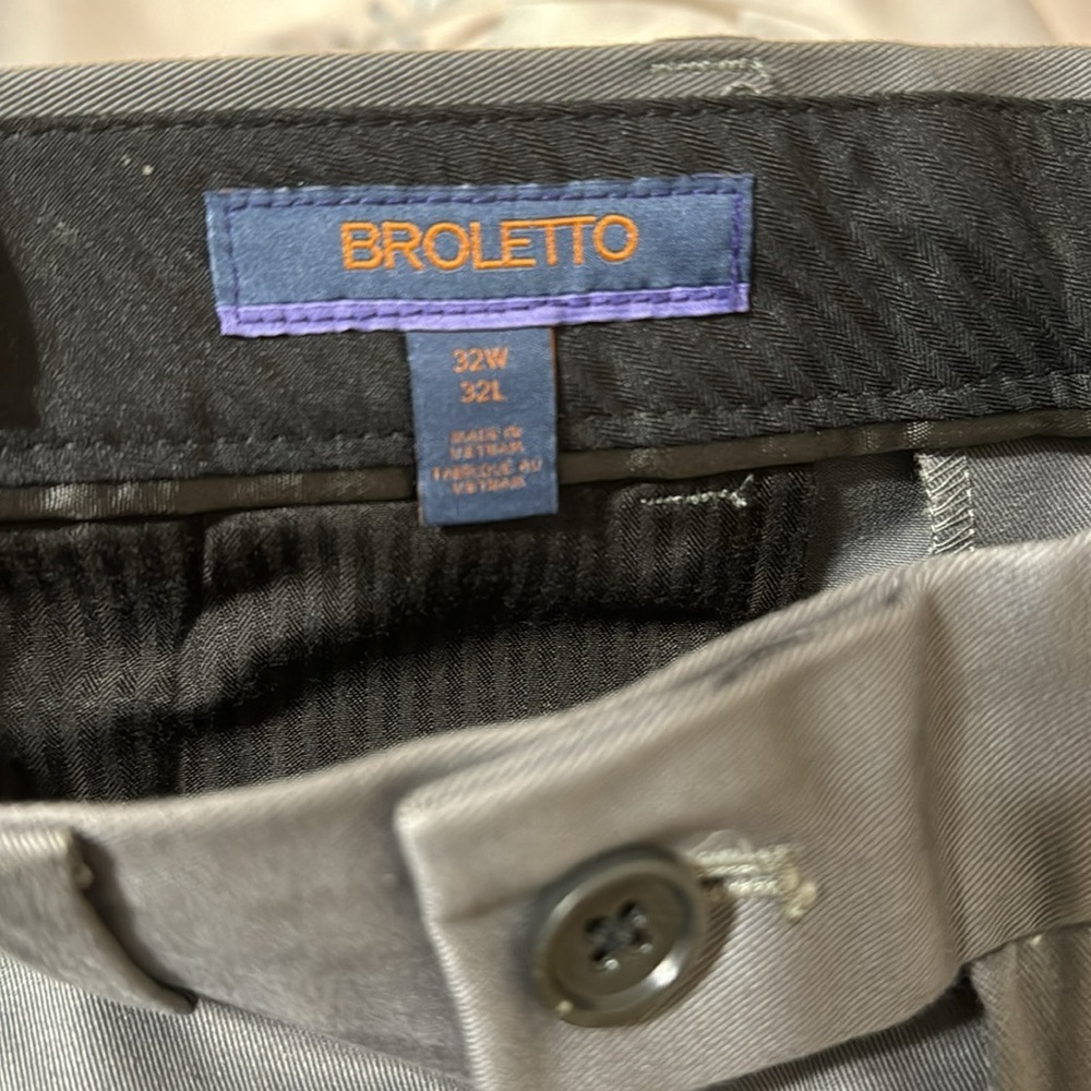 Broletto Men’s Gray Khaki Pants 32x32 Casual Dress Trousers Classic Fit - Picture 5 of 6